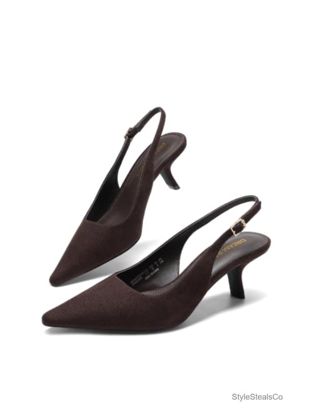 Women's Faux Suede Slingback Kitten Heels Pointed Toe Pumps